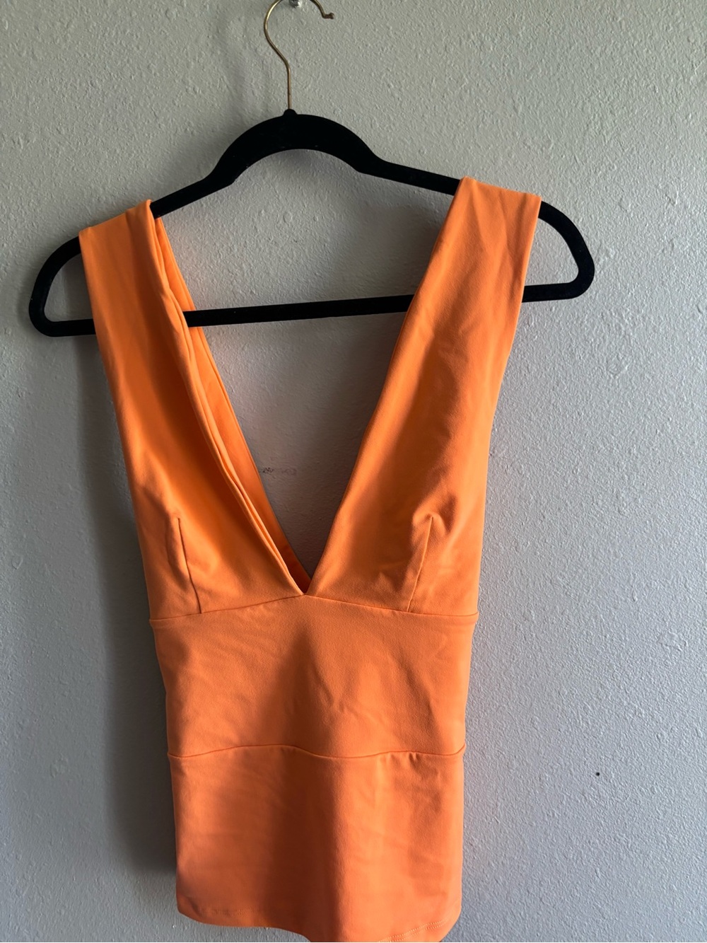 Susana Monaco Orange Deep V Sleeveless Top
